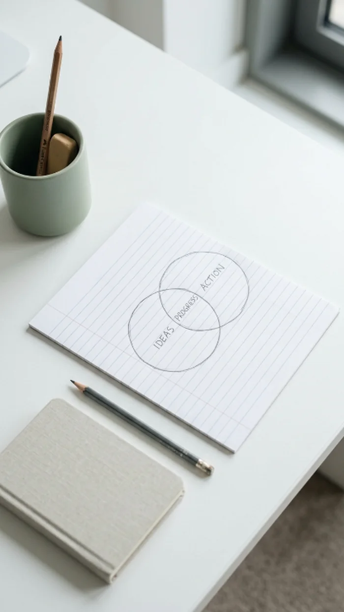 A simple hand-drawn venn diagram on notebook paper, two overlapping circles