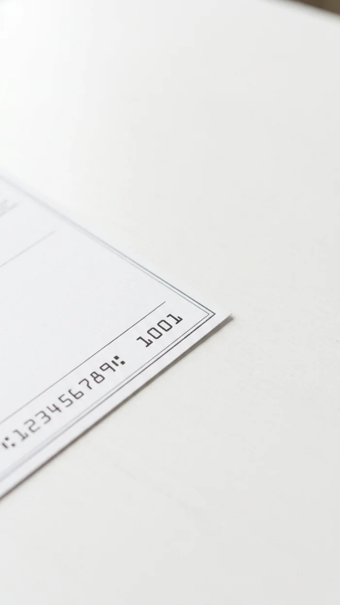 A blank paper check pushed to the edge of a desk, deliberately unendorsed